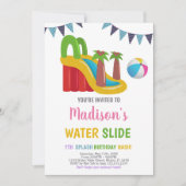 ピンクレッドパープルウォータースライド招待状 招待状 (正面)