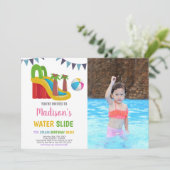 ピンクレッドパープルフォトウォータースライド招待状 招待状 (スタンド正面)