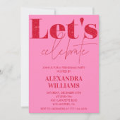 ピンクレッドフレンドサス招待状ズ祝ズ 招待状 (正面)