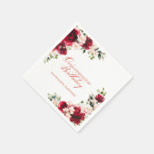 ピンクレッドフローラクイセアネラ誕生日 パーソナライズされた スタンダードカクテルナプキン (角)
