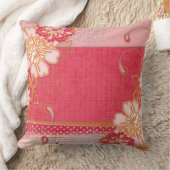 ピンクレッドフローラスクエア装飾用クッション クッション (ブランケット)