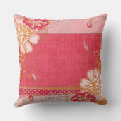 ピンクレッドフローラスクエア装飾用クッション クッション (裏面)