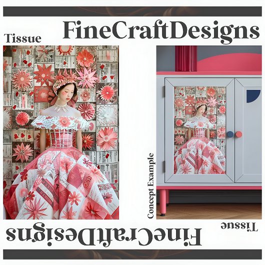 ピンクレッドフローラドレスキルトデコップライト156 薄葉紙