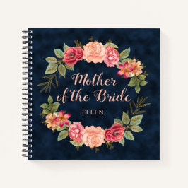 ピンクレッドフローラネイビーブルーマザーブライド結婚ズ ノートブック