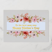 ピンクレッドフローラフォイル母の日のグリーティングカード 箔シーズンカード (正面)
