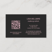 ピンクレッドフローラブラックl QRコード 名刺 (裏面)