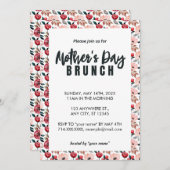 ピンクレッドフローラマザーズデイ招待状 招待状 (正面/裏面)