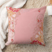 ピンクレッドフローラルパターン装飾用クッション クッション (ブランケット)