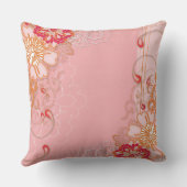 ピンクレッドフローラルパターン装飾用クッション クッション (裏面)