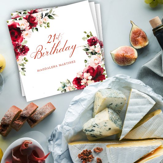 ピンクレッドフローラ21歳バースデーカスタムカクテル スタンダードカクテルナプキン