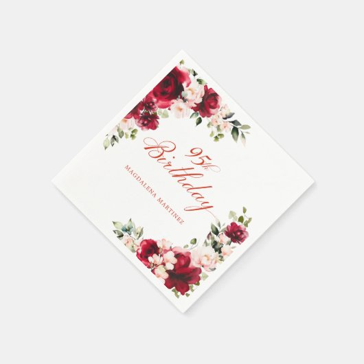 ピンクレッドフローラ95誕生日カスタムカクテル スタンダードカクテルナプキン (角)