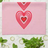 ピンクレッドブルゴーニュハートラブ4マルラ キッチンタオル (折り畳み)