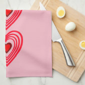 ピンクレッドブルゴーニュハートラブ4マルラ キッチンタオル (四つ折り)