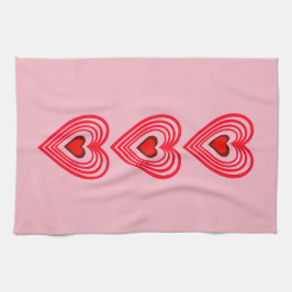 ピンクレッドブルゴーニュハートラブ4マルラ キッチンタオル