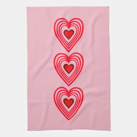 ピンクレッドブルゴーニュハートラブ4マルラ キッチンタオル (縦)