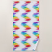 ピンクレッドブルーパープルイエローグリーンモダンカラフル ビーチタオル (正面)