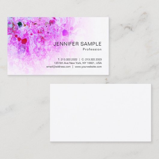 ピンクレッドブルーパープルグリーンモダン抽象芸術エレガント 名刺 (正面/裏面)