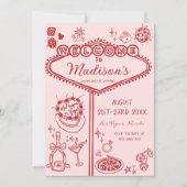 ピンクレッドベガスバチェロレッテ週末の日程 招待状 (正面)