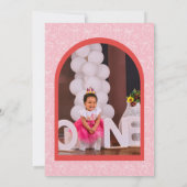 ピンクレッドベリースイートワンガール1st誕生日 招待状 (裏面)