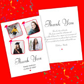 ピンクレッドホワイトガールシンプルモダン写真卒業 サンキューカード
