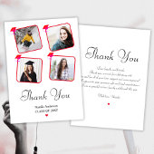 ピンクレッドホワイトガールシンプルモダン写真卒業 サンキューカード