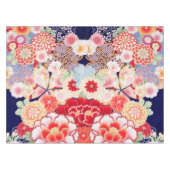 ピンクレッドホワイトフラワー牡丹、バラ日本のフローラ テーブルクロス (正面(横))