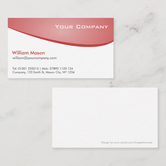 ピンクレッドホワイト曲線プロフェッショナル名刺 名刺 (正面/裏面)