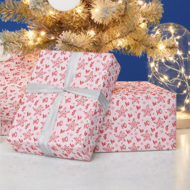 ピンクレッドホーホーホクリスマスラッピング紙 ラッピングペーパー