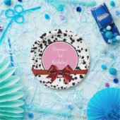 ピンクレッドボウブラックダルマティアンスポットバースデーパーティー ペーパープレート (パーティー)