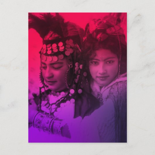 ピンクレッドマグレブウールナイルベルバーガールメスPos ポストカード (正面)