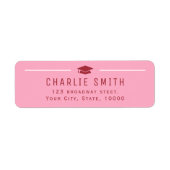 ピンクレッドモダンタイポグラフィ差出人住所 ラベル (正面)