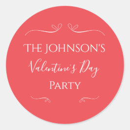 ピンクレッドモダンバレンタインデーパーティー ラウンドシール