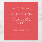 ピンクレッドモダンバレンタインデーパーティー ワインラベル (シングルラベル)
