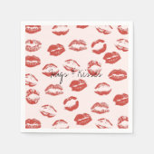 ピンクレッドリップキス スタンダードカクテルナプキン (正面)