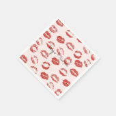 ピンクレッドリップキス スタンダードカクテルナプキン (角)