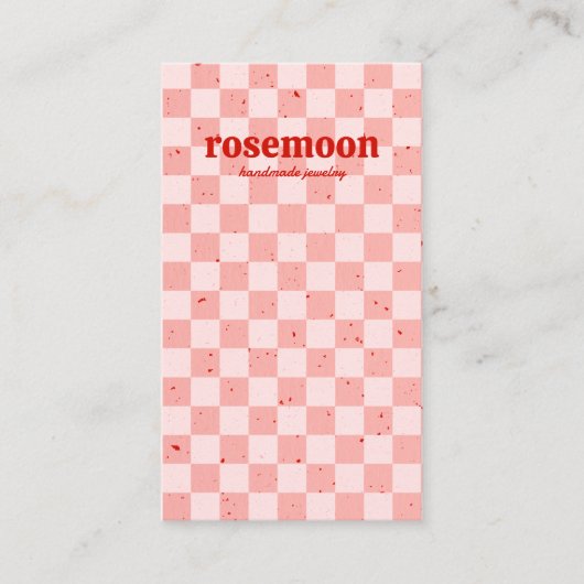 ピンクレッドレトロイヤリング表示カード 名刺 (正面)