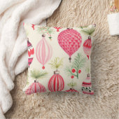 ピンクレッドレトロクリスマスオーナメント クッション (ブランケット)