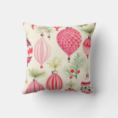 ピンクレッドレトロクリスマスオーナメント クッション (裏面)