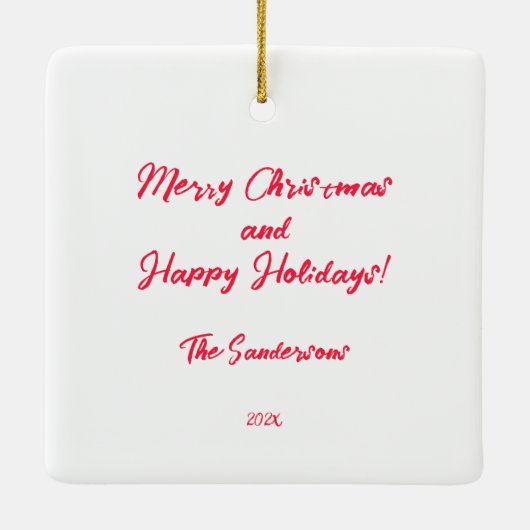 ピンクレッドレトロクリスマスオーナメント セラミックオーナメント (裏面)