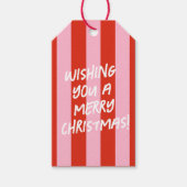 ピンクレッドレトロクリスマスギフトラベル ギフトタグ (正面)
