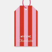 ピンクレッドレトロクリスマスギフトラベル ギフトタグ (裏面)