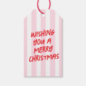 ピンクレッドレトロクリスマスギフトラベル ギフトタグ (正面)