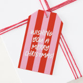 ピンクレッドレトロクリスマスギフトラベル ギフトタグ