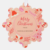 ピンクレッドレトロクリスマス オーナメントカード (正面)