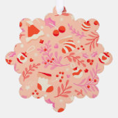 ピンクレッドレトロクリスマス オーナメントカード (裏面)