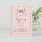 ピンクレッドレトロボウフランスのクリスマスディナー シーズンカード (スタンド正面)