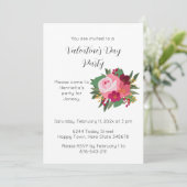 ピンクレッドローズバレンタインデーパーティの招待状 招待状 (スタンド正面)