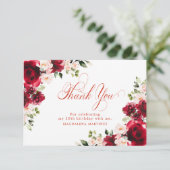 ピンクレッドローズフローラ18誕生日 パーソナライズされた サンキューカード (スタンド正面)
