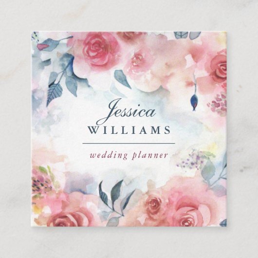 ピンクレッドローズボホフローラ名刺 スクエア名刺 (正面)