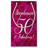 ピンクレッドローズ50と素晴らしい誕生日パーティー スモールペーパーバッグ (裏面)